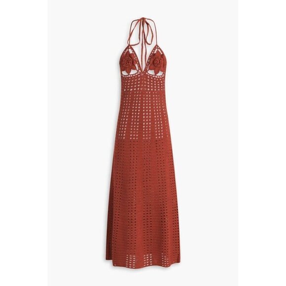 Cult Gaia Crochet Cotton Halter Neck Midi Dress NWT - Picture 3 of 9